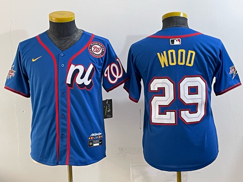 Women Washington Nationals 29 Wood blue Nike MLB 2025 jersey 097